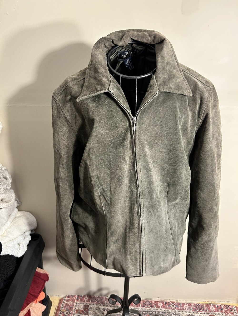 suede leather size extra large womens green  casual dress coat jacket